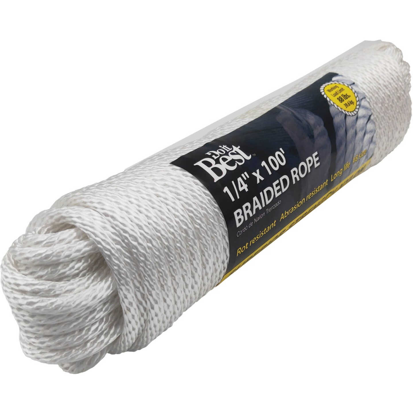 Do it Best 1/4 In. x 100 Ft. White Braided Nylon Packaged Rope
