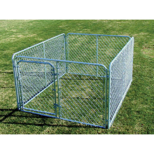 Fence Master Silver Series 6 Ft. W. x 4 Ft. H. x 8 Ft. L. Steel Outdoor Pet Kennel